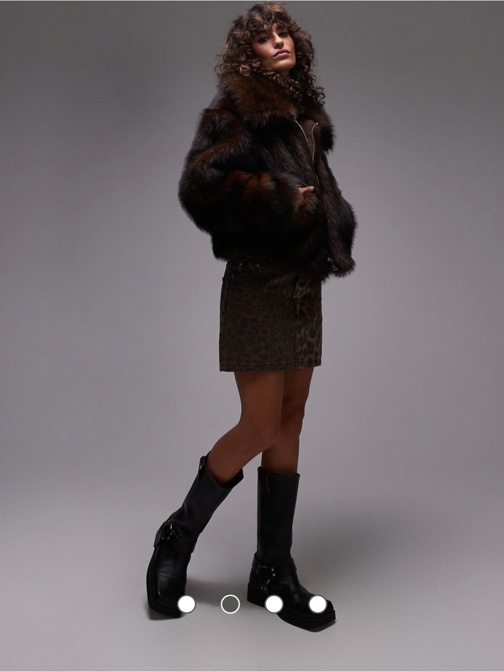 Topshop Dark Brown Faux Fur Zip Jacket XS US 0–2 - Picture 2 of 12